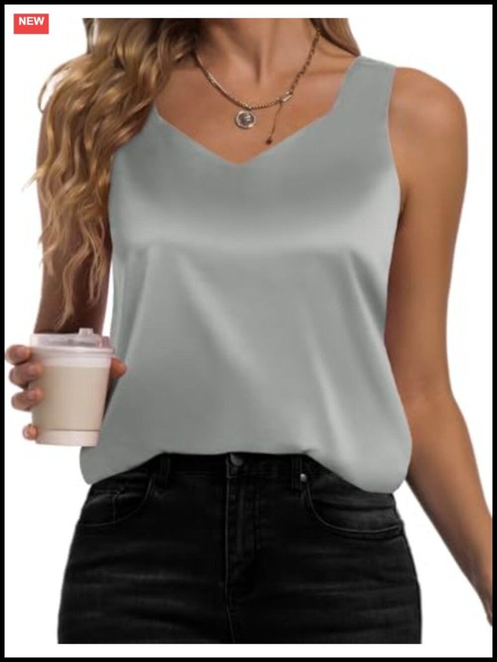 Silk Satin Tank Top V Neck Camisole Sleeveless Blouse Women's